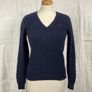 Navy V-neck Knit Sweater